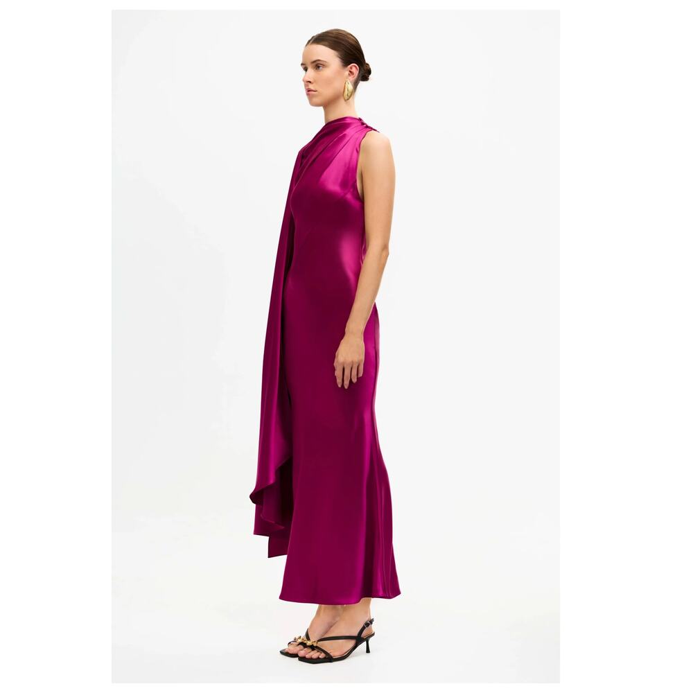 NEW Acler Ropley Drape Bias Cut Satin Maxi Cocktail Dress Size (AU/10, US/6) - Picture 2 of 13